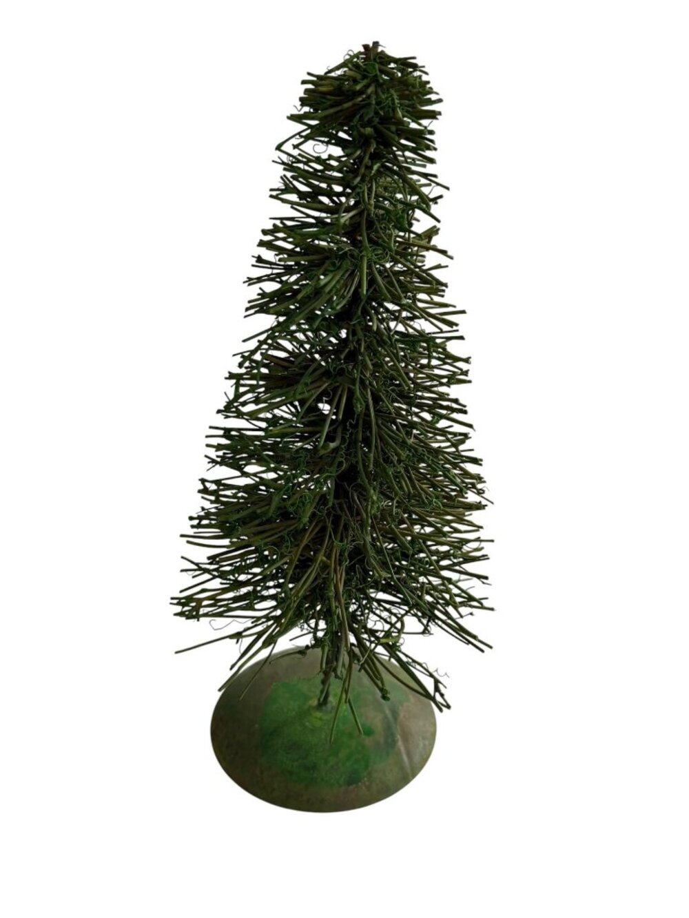 Vintage 12" Bottle Brush Christmas Tree Green Metal Base Primitive Putz Decor